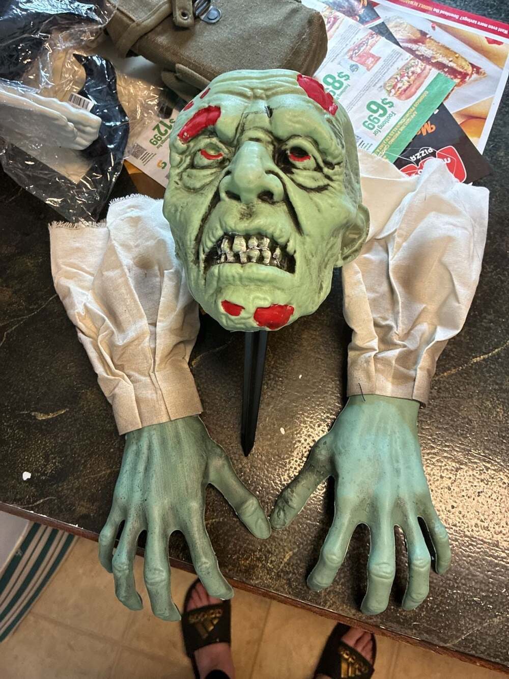 Halloween Realistic Zombie Face And Arms Lawn Stakes